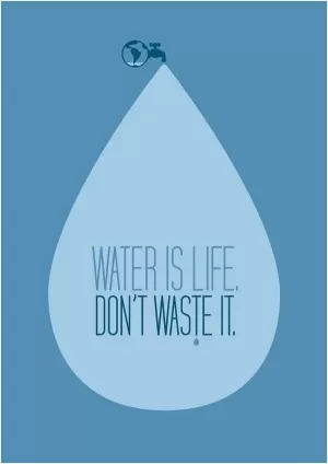 Water is life. Don't waste it Picture Quote #1