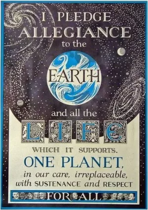 I pledge allegiance to the Earth and all the life which it supports. One planet, in our care, irreplaceable, with sustenance and respect for all Picture Quote #1