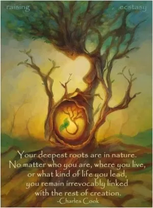You deepest roots are in nature. No matter who you are, where you live, or what kind of life you lead, you remain irrevocably linked with the rest of creation Picture Quote #1