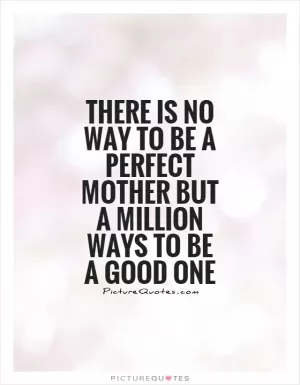 There is no way to be a perfect mother but a million ways to be a good one Picture Quote #1