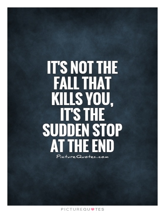 it's not the fall that kills you, it's the sudden stop at the end Picture Quote #1