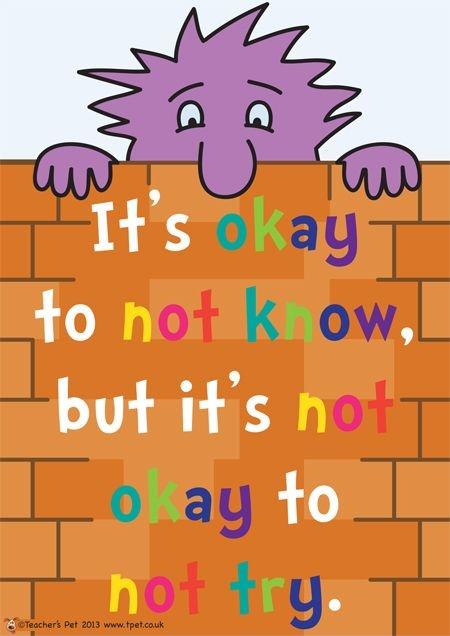 It's okay to not know, but it's not okay to not try Picture Quote #1