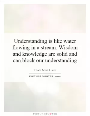 Understanding is like water flowing in a stream. Wisdom and knowledge are solid and can block our understanding Picture Quote #1