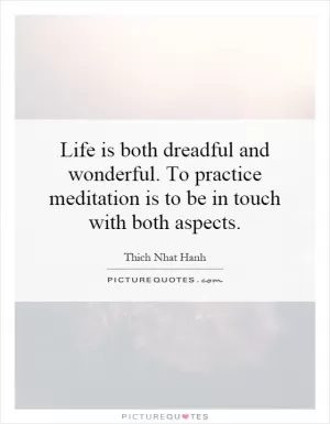 Life is both dreadful and wonderful. To practice meditation is to be in touch with both aspects Picture Quote #1
