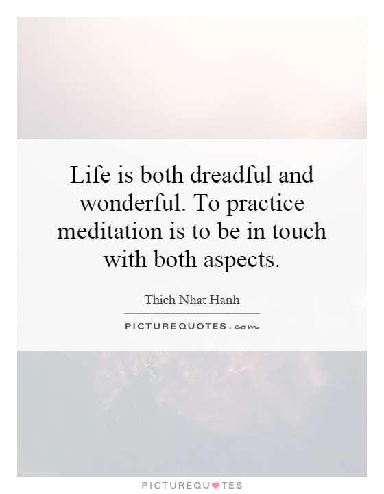 Life is both dreadful and wonderful. To practice meditation is to be in touch with both aspects Picture Quote #1