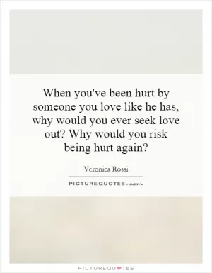 When you've been hurt by someone you love like he has, why would you ever seek love out? Why would you risk being hurt again? Picture Quote #1