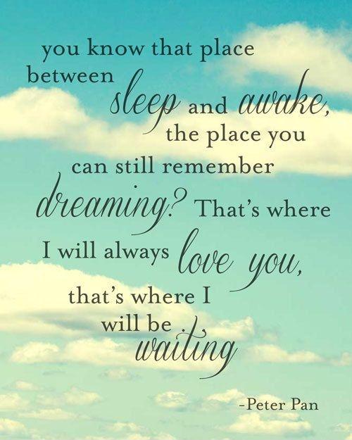 You know that place between sleep and awake, the place where you can still remember dreaming? That's where I will always love you, that's where I will be waiting Picture Quote #1