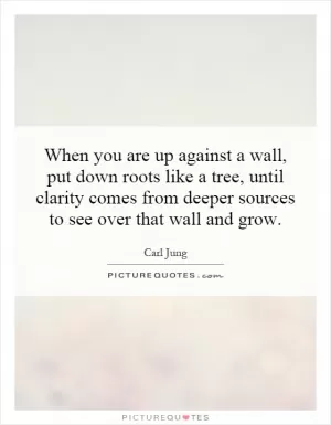 When you are up against a wall, put down roots like a tree, until clarity comes from deeper sources to see over that wall and grow Picture Quote #1