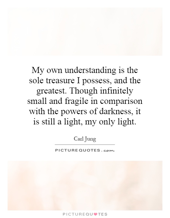 My own understanding is the sole treasure I possess, and the greatest. Though infinitely small and fragile in comparison with the powers of darkness, it is still a light, my only light Picture Quote #1