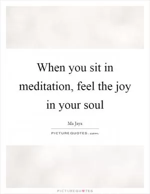 When you sit in meditation, feel the joy in your soul Picture Quote #1