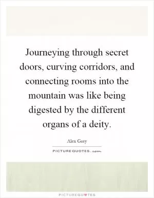 Journeying through secret doors, curving corridors, and connecting rooms into the mountain was like being digested by the different organs of a deity Picture Quote #1