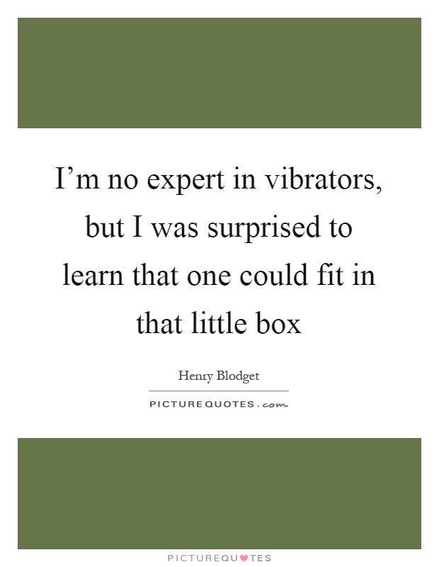 I'm no expert in vibrators, but I was surprised to learn that one could fit in that little box Picture Quote #1