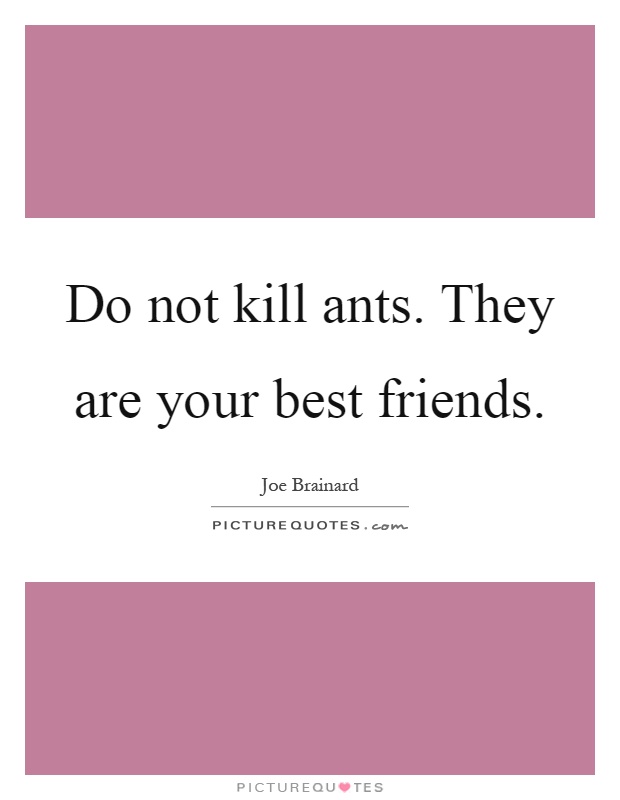 Do not kill ants. They are your best friends Picture Quote #1