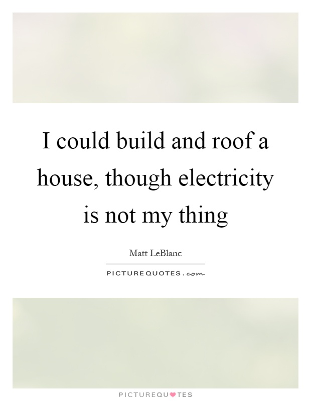 I could build and roof a house, though electricity is not my thing Picture Quote #1