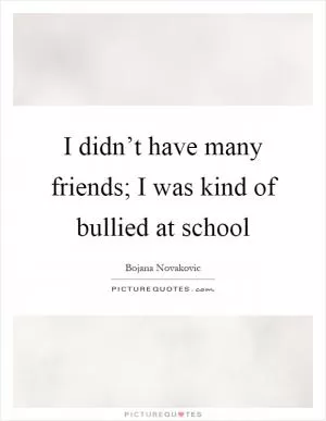 I didn’t have many friends; I was kind of bullied at school Picture Quote #1