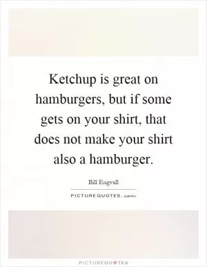 Ketchup is great on hamburgers, but if some gets on your shirt, that does not make your shirt also a hamburger Picture Quote #1