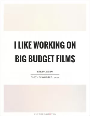 I like working on big budget films Picture Quote #1