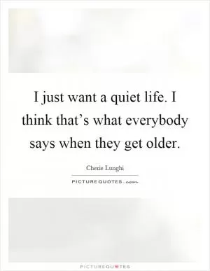 I just want a quiet life. I think that’s what everybody says when they get older Picture Quote #1