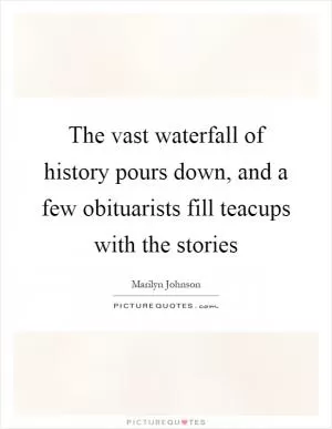 The vast waterfall of history pours down, and a few obituarists fill teacups with the stories Picture Quote #1