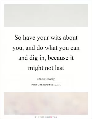 So have your wits about you, and do what you can and dig in, because it might not last Picture Quote #1