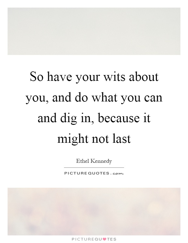 So have your wits about you, and do what you can and dig in, because it might not last Picture Quote #1