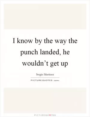 I know by the way the punch landed, he wouldn’t get up Picture Quote #1