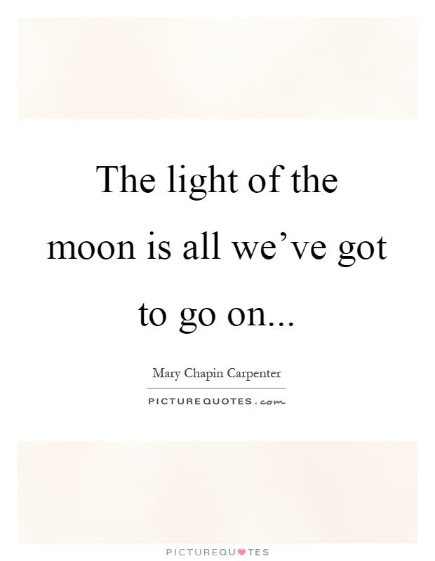 The light of the moon is all we've got to go on Picture Quote #1