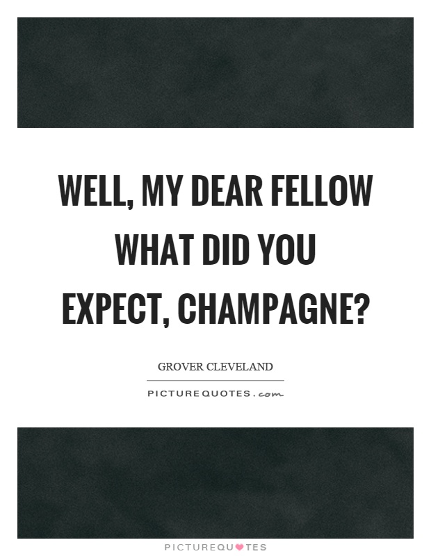Well, my dear fellow what did you expect, champagne? Picture Quote #1
