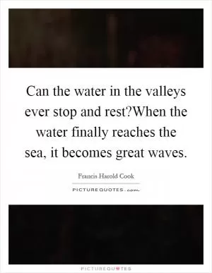 Can the water in the valleys ever stop and rest?When the water finally reaches the sea, it becomes great waves Picture Quote #1