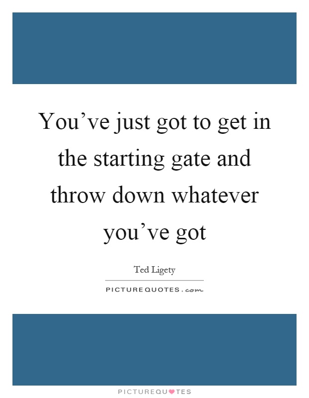 You've just got to get in the starting gate and throw down whatever you've got Picture Quote #1