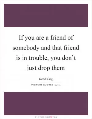 If you are a friend of somebody and that friend is in trouble, you don’t just drop them Picture Quote #1