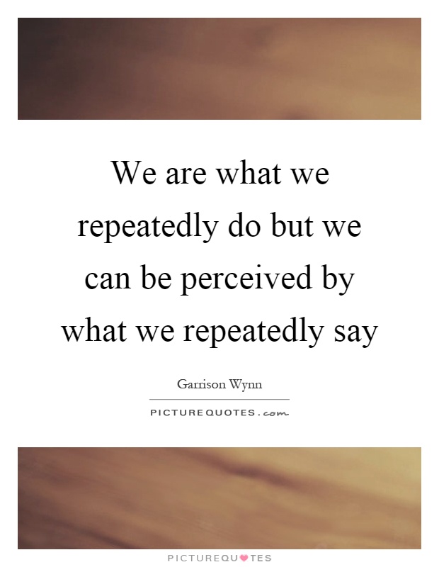 We are what we repeatedly do but we can be perceived by what we repeatedly say Picture Quote #1