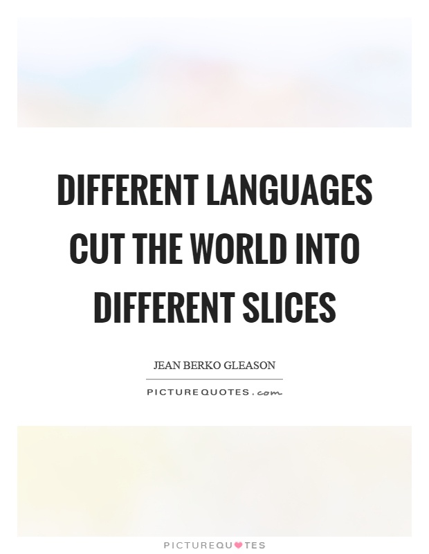Different languages cut the world into different slices Picture Quote #1