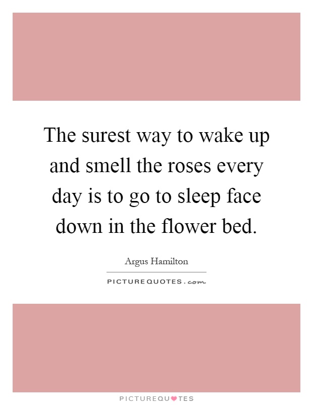 The surest way to wake up and smell the roses every day is to go to sleep face down in the flower bed Picture Quote #1