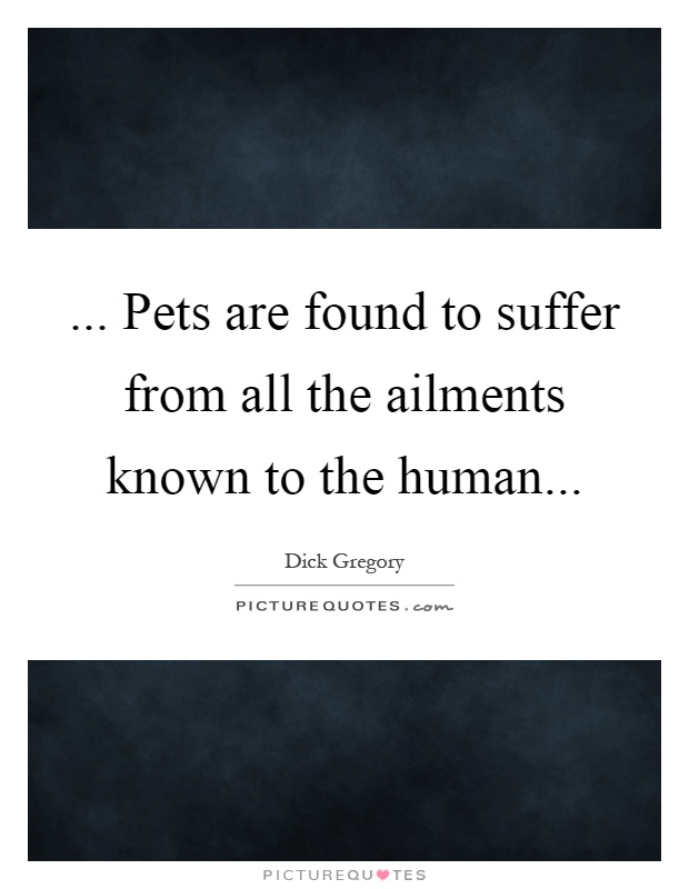... Pets are found to suffer from all the ailments known to the human Picture Quote #1