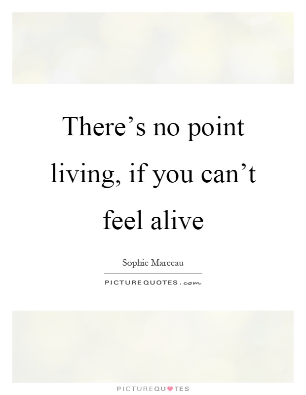 There's no point living, if you can't feel alive Picture Quote #1
