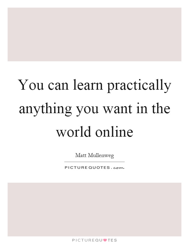You can learn practically anything you want in the world online Picture Quote #1