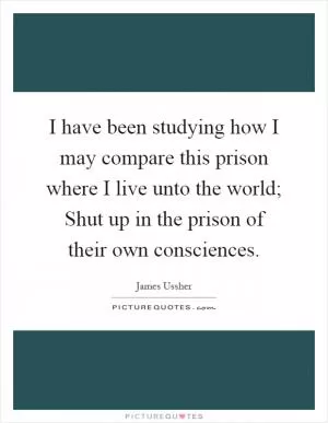 I have been studying how I may compare this prison where I live unto the world; Shut up in the prison of their own consciences Picture Quote #1