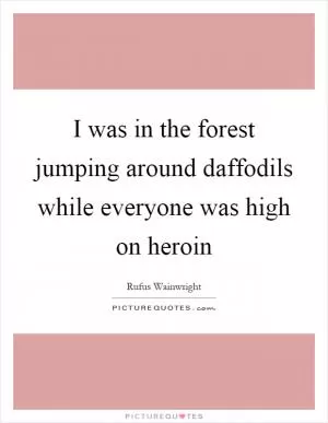 I was in the forest jumping around daffodils while everyone was high on heroin Picture Quote #1