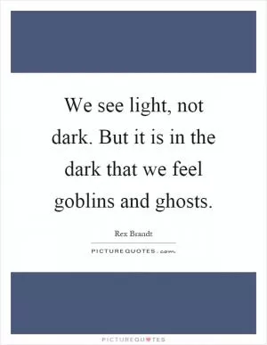 We see light, not dark. But it is in the dark that we feel goblins and ghosts Picture Quote #1