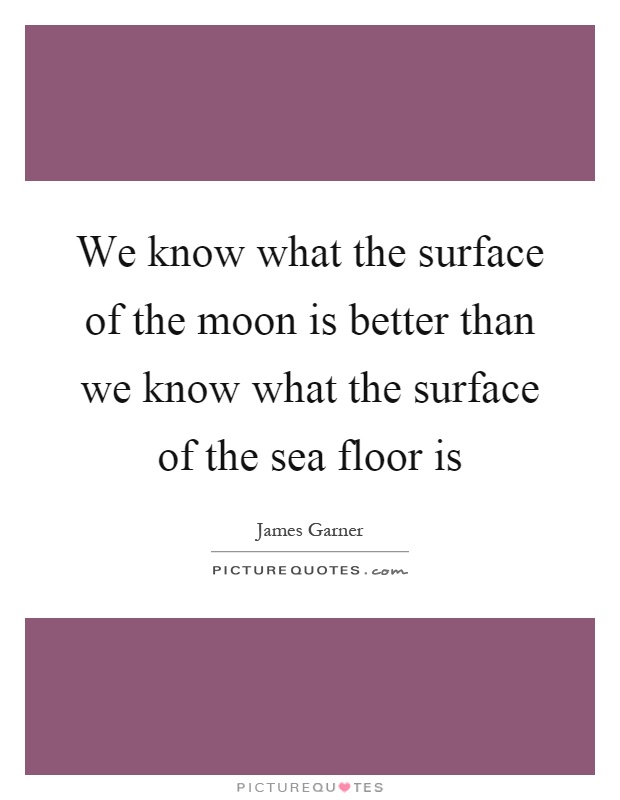 We know what the surface of the moon is better than we know what the surface of the sea floor is Picture Quote #1