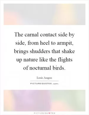 The carnal contact side by side, from heel to armpit, brings shudders that shake up nature like the flights of nocturnal birds Picture Quote #1