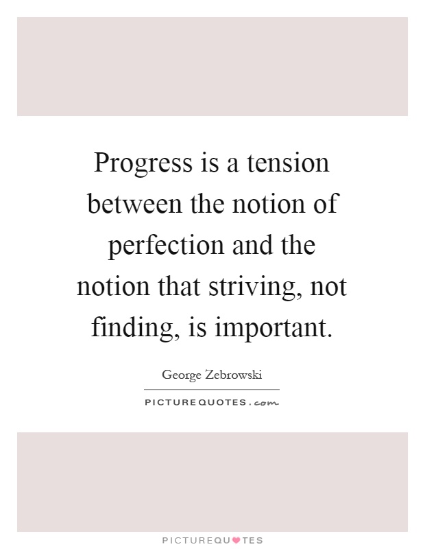 Progress is a tension between the notion of perfection and the notion that striving, not finding, is important Picture Quote #1