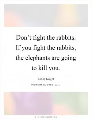 Don’t fight the rabbits. If you fight the rabbits, the elephants are going to kill you Picture Quote #1