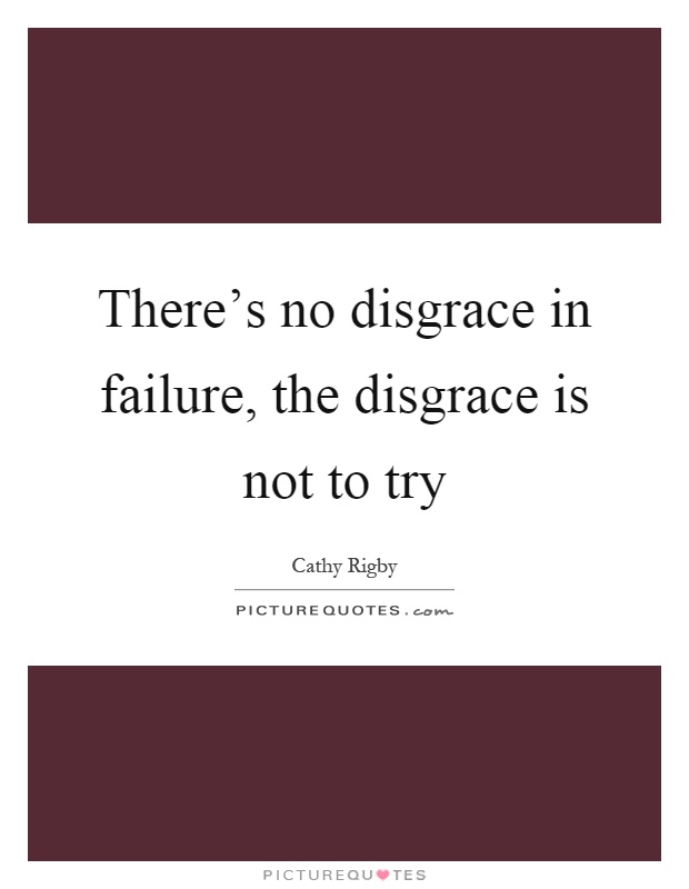 There's no disgrace in failure, the disgrace is not to try Picture Quote #1