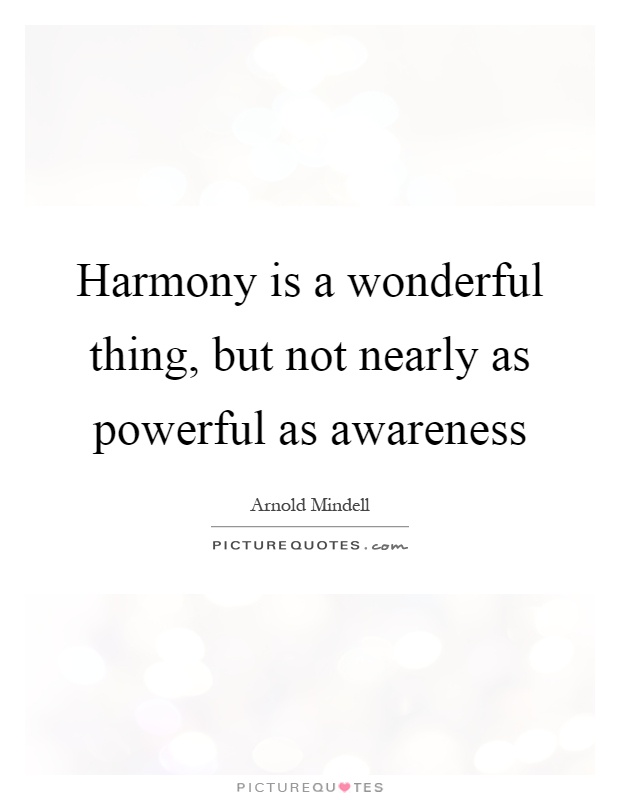Harmony is a wonderful thing, but not nearly as powerful as awareness Picture Quote #1