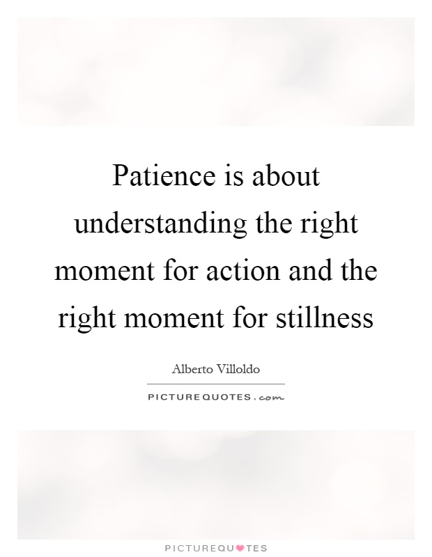Patience is about understanding the right moment for action and the right moment for stillness Picture Quote #1
