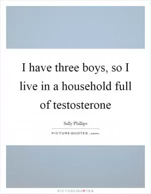 I have three boys, so I live in a household full of testosterone Picture Quote #1