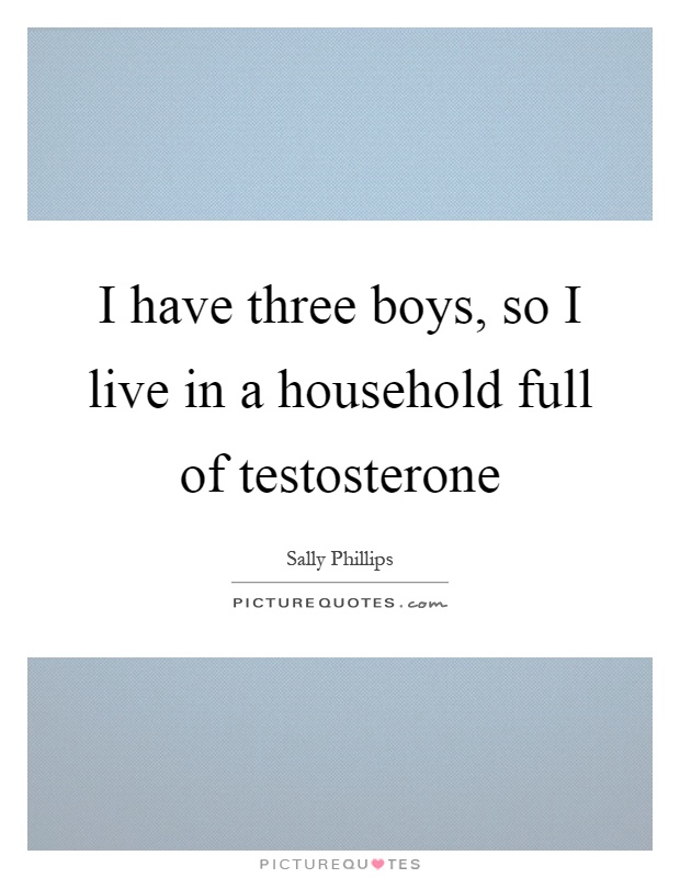 I have three boys, so I live in a household full of testosterone Picture Quote #1