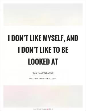 I don’t like myself, and I don’t like to be looked at Picture Quote #1